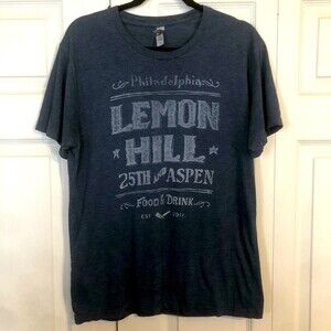 NEXT LEVEL Medium Distressed Men's Blue T-Shirt Philadelphia Short Sleeve Crew